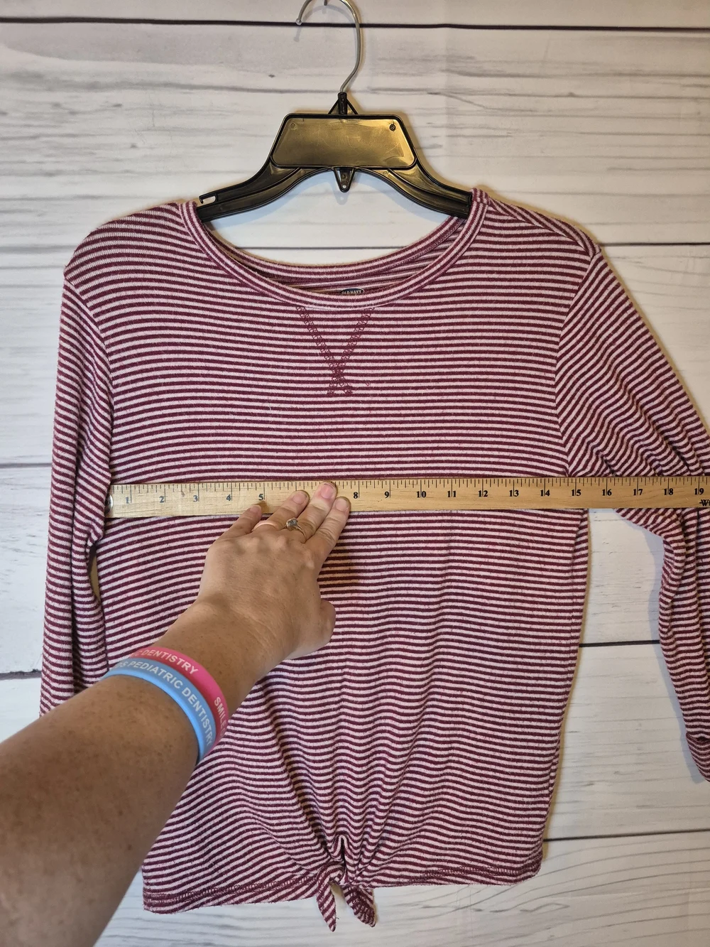 Old Navy Purple & White Striped Tie-Hem Long Sleeve Lightweight Sweater Top Soft